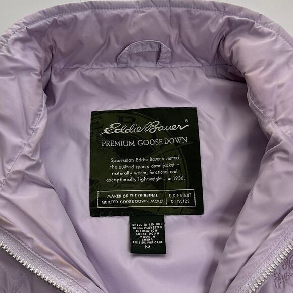 Eddie Bauer Lavender Premium Goose Down Quilted Vest Embroidered Womens Medium M - Picture 5 of 12